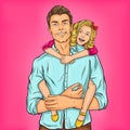 Super dad and his beloved daughter Royalty Free Stock Photo