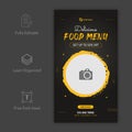 Super delicious fast food social media post story template. Healthy and tasty food web banner