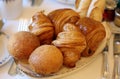 Super delicious French pastries, croissant and white bread