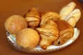 Super delicious French pastries, croissant and white bread