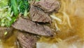 super delicious japanese and korean fusion beef ramen, Bowl of mouth watering Japanese ramen for single serving Royalty Free Stock Photo