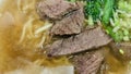 super delicious japanese and korean fusion beef ramen, Bowl of mouth watering Japanese ramen for single serving Royalty Free Stock Photo