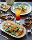 Super delicious lunch menu with refreshing drink.