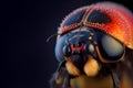 Super detailed macro shot of red ladybug.