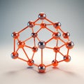 Super Detailed Orange Colored Benzene Molecule 3d Render