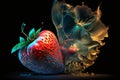 Super detailed strawberries on a black background with pleasant lighting.