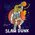 Super dino t-rex play basketball