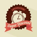 Super discount clock brown sticker banner design
