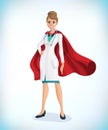 Super doctor cartoon character. Superhero doctor with hero cloaks. Healthcare vector concept. Medical concept. First aid Royalty Free Stock Photo