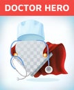 Super doctor sign. Superhero doctor with hero cloaks. Healthcare vector concept. Medical concept. First aid. Healthcare Royalty Free Stock Photo