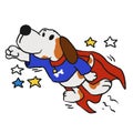 Super dog with the red cloak in the heroic pose