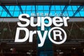 Super Dry Sign above the Fashion Shop Entrance in England