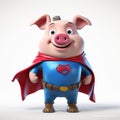 Super Duper Pig: A Cartoon Superhero Pig In Lilia Alvarado\'s Style Royalty Free Stock Photo