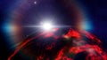 Super-earth planet, realistic exoplanet, planet suitable for colonization, earth-like planet in far space, planets background 3d r