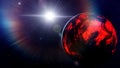 Super-earth planet, realistic exoplanet, planet suitable for colonization, earth-like planet in far space, planets background 3d r