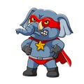 The super elephant is standing with the good posing and red costume