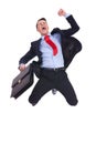 Super excited business man with briefcase Royalty Free Stock Photo