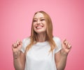 Super excited woman in anticipation Royalty Free Stock Photo