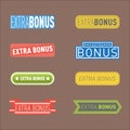 Super extra bonus banners text in color drawn labels, business shopping concept vector internet promotion shopping