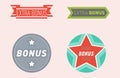 Super extra bonus banners text in color drawn labels, business shopping concept vector internet promotion shopping