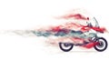 Super fast red and white motorcycle - smoke FX