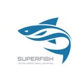 Super fish - vector logo template concept illustration. Shark abstract sign. Design element