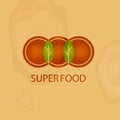 Super food. Health store, market concept badge. Poker-work logo