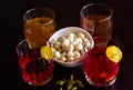 Crunchy Fox Nuts or Makhana,makhane or Lotus Seeds with Fruit Sangria drink,kokam.Super food,India