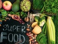 Super food selection. Various super foods and healthy foods