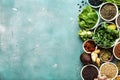 Super food vegetarian food top view copy space Royalty Free Stock Photo