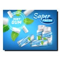 Super Fresh Mint Gum Promotional Banner Vector Royalty Free Stock Photo