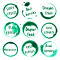 Super Fruits collection of round watercolor.