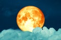 super full blood Beaver Moon back dark heap cloud on the night sky Royalty Free Stock Photo