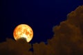 super full blood moon back over silhouette cloud night sky Royalty Free Stock Photo