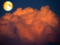 super full blood moon and red cloud on dark sky Royalty Free Stock Photo