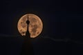 super full blue moon August 31st behind the church tower Royalty Free Stock Photo