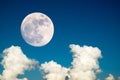 Super full moon with clear blue sky cloud daytime for background backdrop use Royalty Free Stock Photo