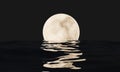 The super full moonlight on The dark Ocean and reflection on water waves. The moon 3d rendering illustration, the concept for the Royalty Free Stock Photo