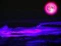 super full pink moon night blue sky pink cloud