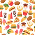 Super Fun Fast Food Seamless Pattern Background Royalty Free Stock Photo