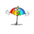 Super Funny Geek rainbow umbrella cartoon character design Royalty Free Stock Photo