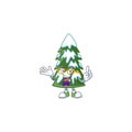 Super Funny Geek smart christmas tree snow mascot cartoon style