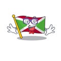 Super Funny Geek smart flag burundi mascot cartoon style Royalty Free Stock Photo