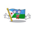 Super Funny Geek smart flag djibouti mascot cartoon style