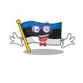 Super Funny Geek smart flag estonia mascot cartoon style