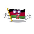 Super Funny Geek smart flag malawi mascot cartoon style