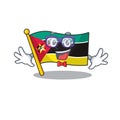 Super Funny Geek smart flag mozambique mascot cartoon style