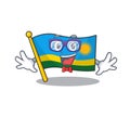 Super Funny Geek smart flag rwanda mascot cartoon style