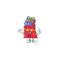 Super Funny Geek smart santa bag full of gift mascot cartoon style