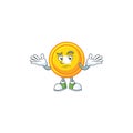 Super Funny Grinning chinese gold coin mascot cartoon style